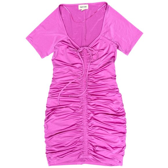 NWT Women's OPEN EDIT Ruched T-Shirt Dress Pink‎ Rosebud | Size S - Picture 3 of 7